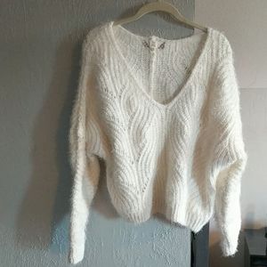 White fuzzy sweater